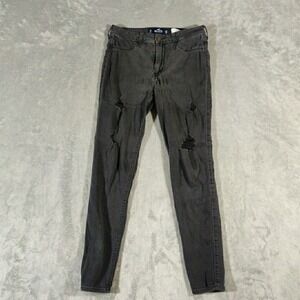 Hollister Jeans Womens 7R 28x 28 Black High Rise Legging Advanced Stretch‎ Biker